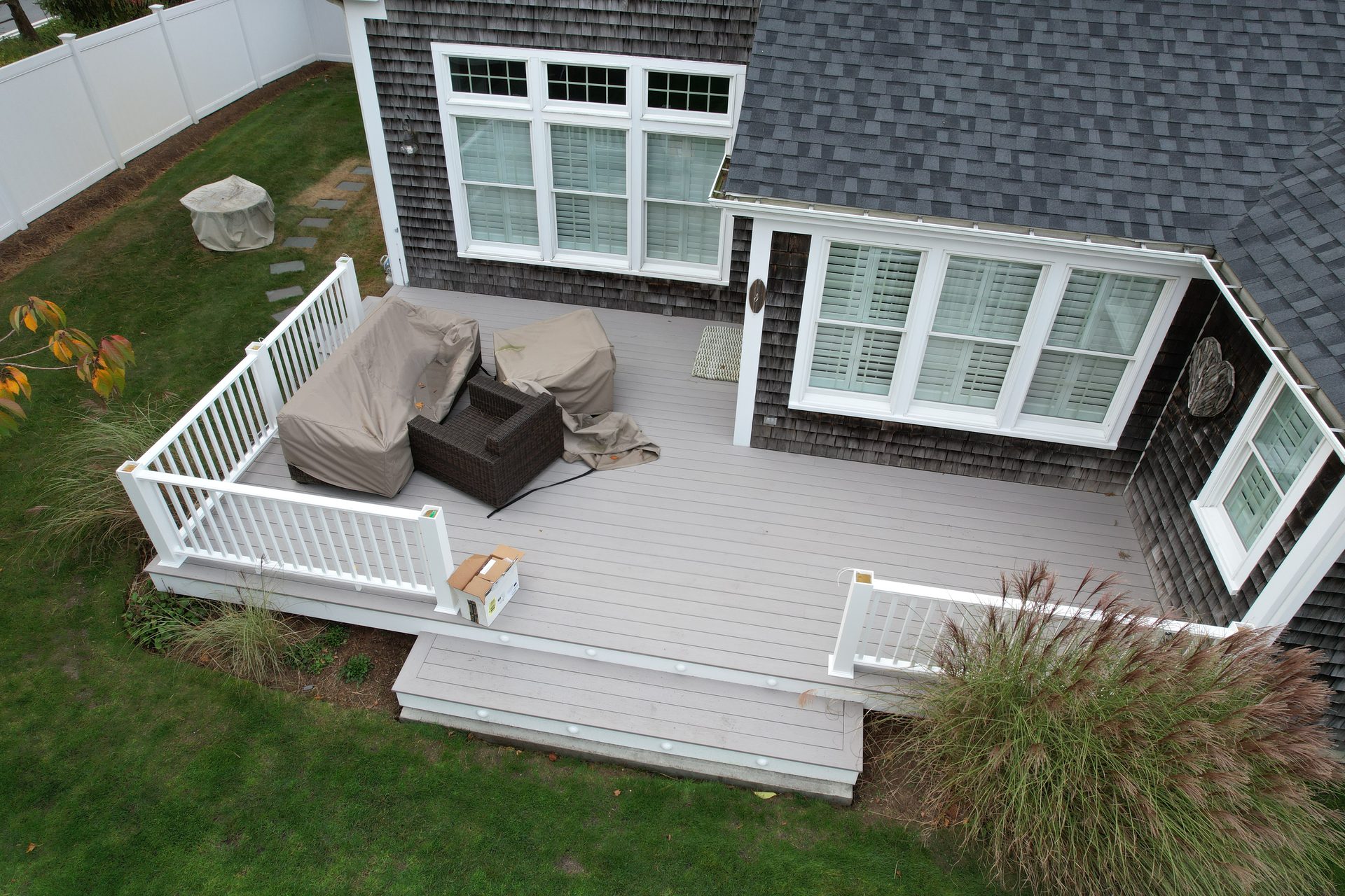 Custom pergola integrated into deck plan — HyTech Roofing, Cape Cod